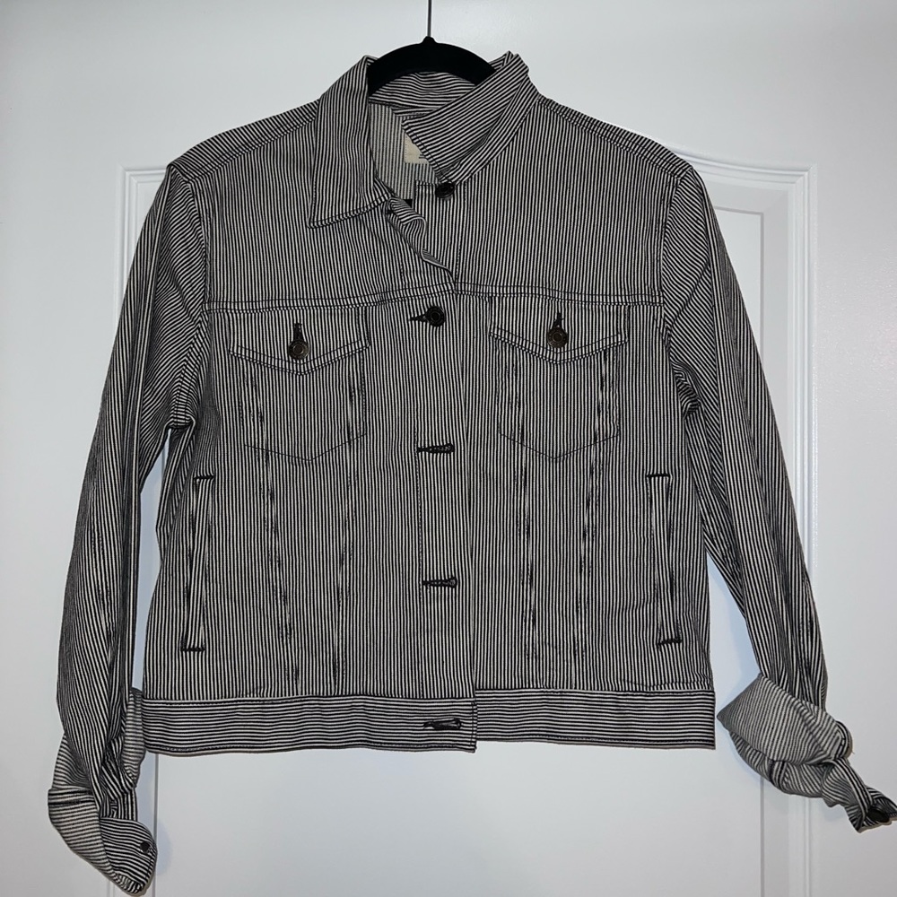 Black and White Striped Jean Jacket!